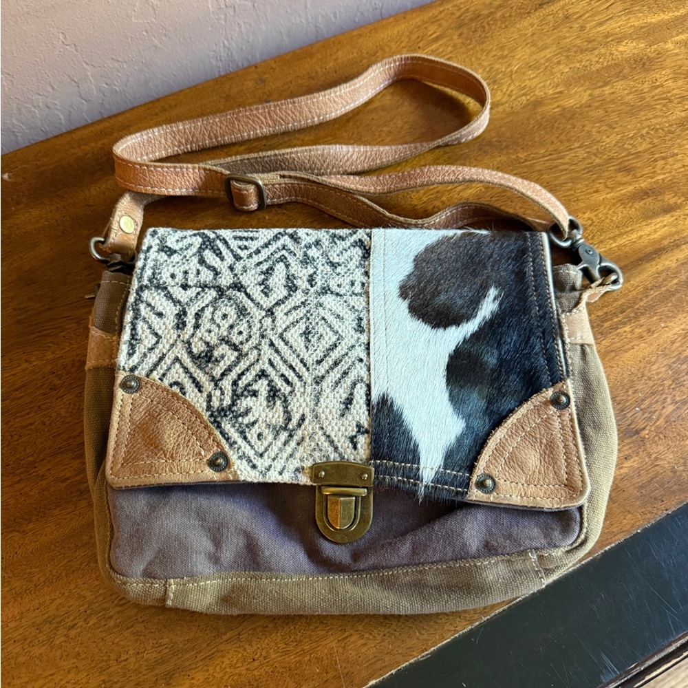 Myra Cow Print Crossbody Bag
